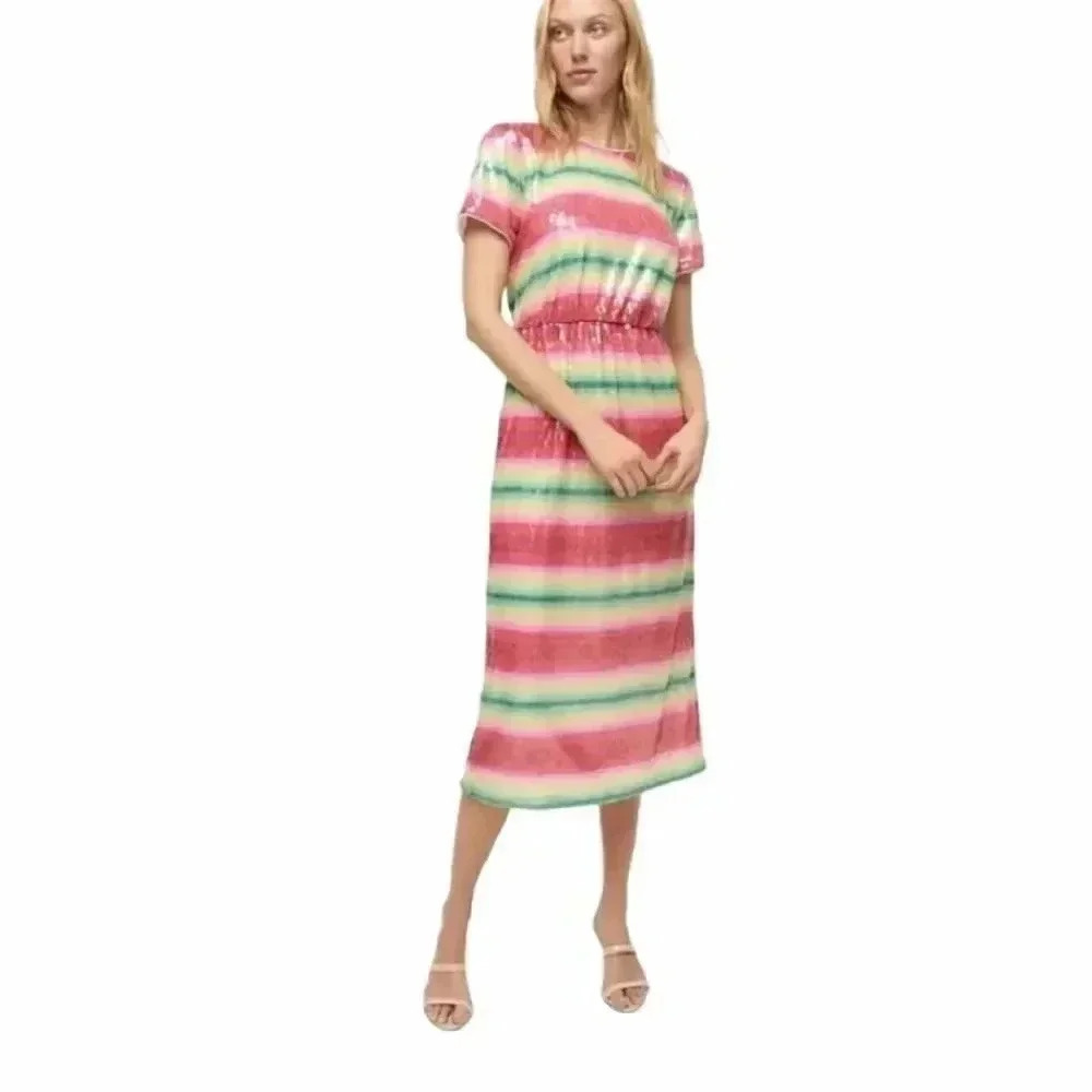 {J. Crew} NWT: Watermelon Stripe Sequin Maxi Dress - Picture 4 of 16